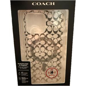 Coach iPhone 15 Pro Max MagSafe Protective Case Signature C  Black Grey Ombré